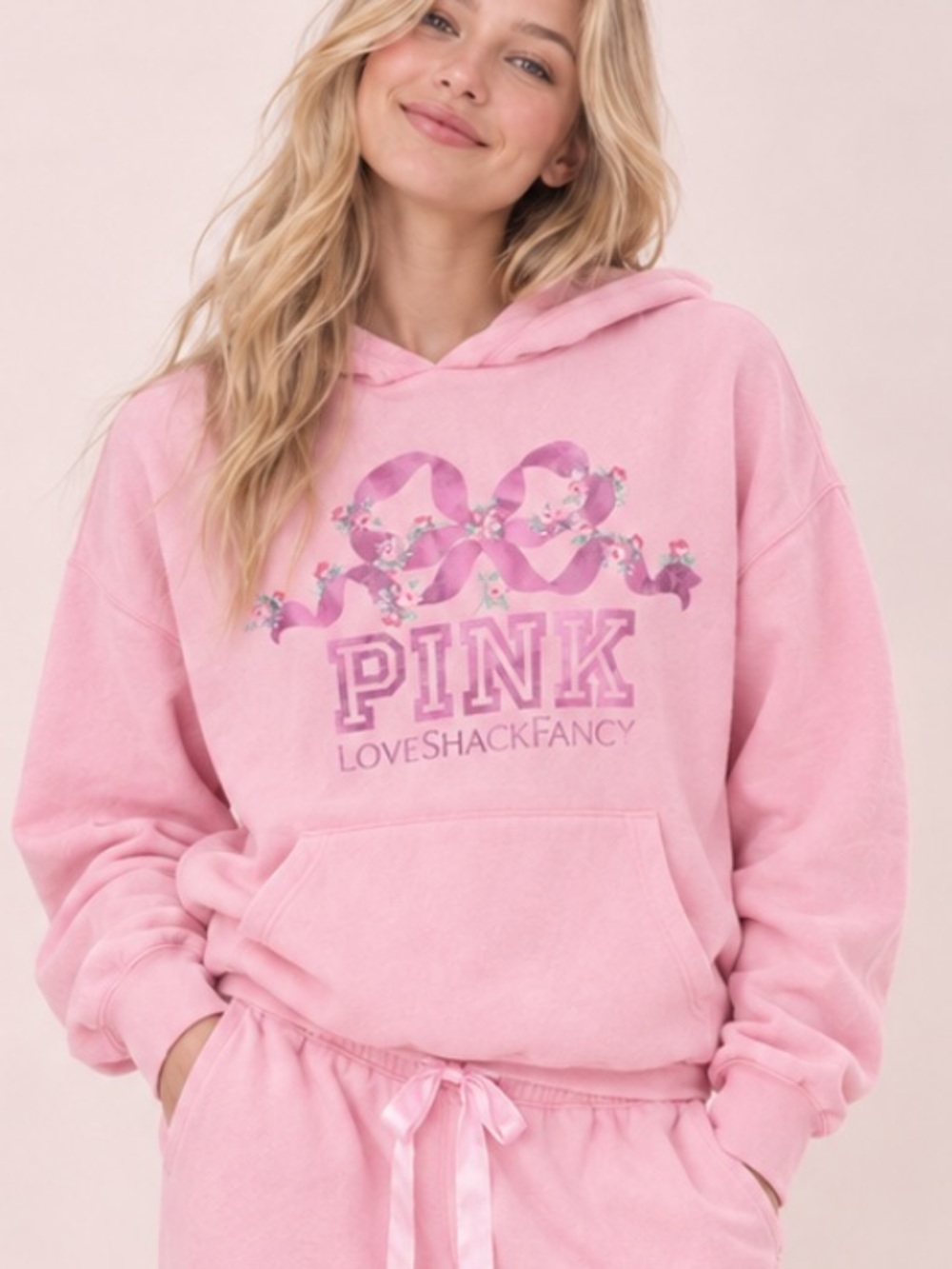 New! LoveShackFancy xVictoria’s Secret Floral Graphic Hoodie Large 57235